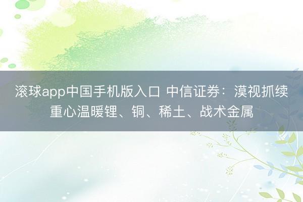 滚球app中国手机版入口 中信证券：漠视抓续重心温暖锂、铜、稀土、战术金属