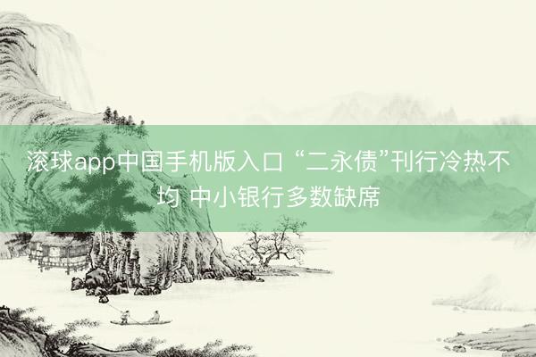 滚球app中国手机版入口 “二永债”刊行冷热不均 中小银行多数缺席