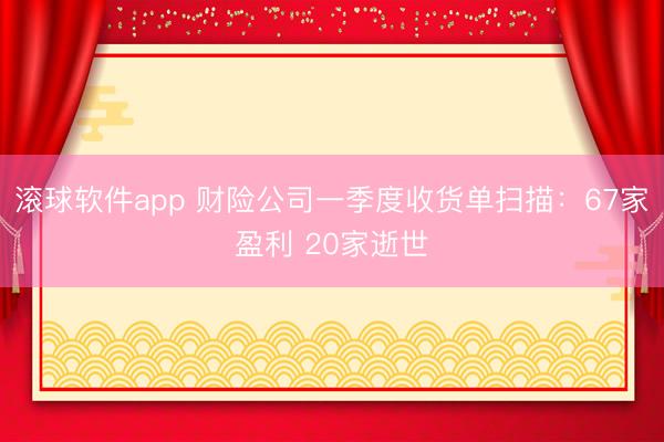 滚球软件app 财险公司一季度收货单扫描：67家盈利 20家逝世