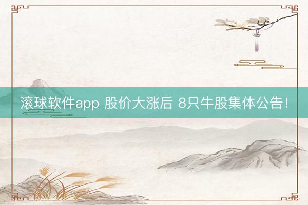 滚球软件app 股价大涨后 8只牛股集体公告！