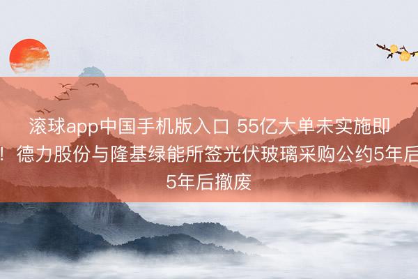 滚球app中国手机版入口 55亿大单未实施即阻隔！德力股份与隆基绿能所签光伏玻璃采购公约5年后撤废