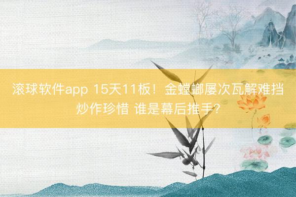 滚球软件app 15天11板！金螳螂屡次瓦解难挡炒作珍惜 谁是幕后推手？