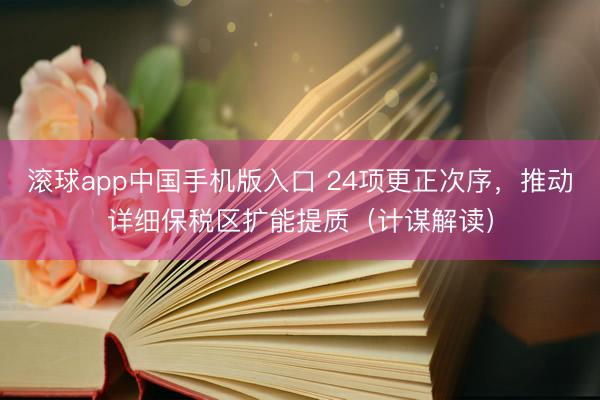 滚球app中国手机版入口 24项更正次序，推动详细保税区扩能提质（计谋解读）