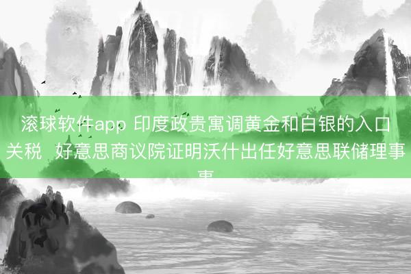 滚球软件app 印度政贵寓调黄金和白银的入口关税  好意思商议院证明沃什出任好意思联储理事