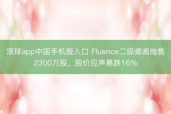 滚球app中国手机版入口 Fluence二级阛阓抛售2300万股，股价应声暴跌16%