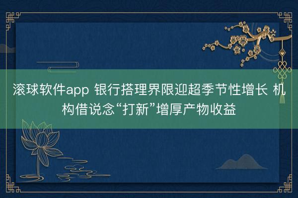 滚球软件app 银行搭理界限迎超季节性增长 机构借说念“打新”增厚产物收益