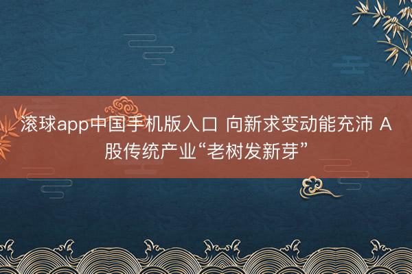 滚球app中国手机版入口 向新求变动能充沛 A股传统产业“老树发新芽”