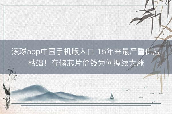 滚球app中国手机版入口 15年来最严重供应枯竭！存储芯片价钱为何握续大涨