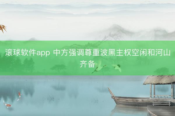 滚球软件app 中方强调尊重波黑主权空闲和河山齐备