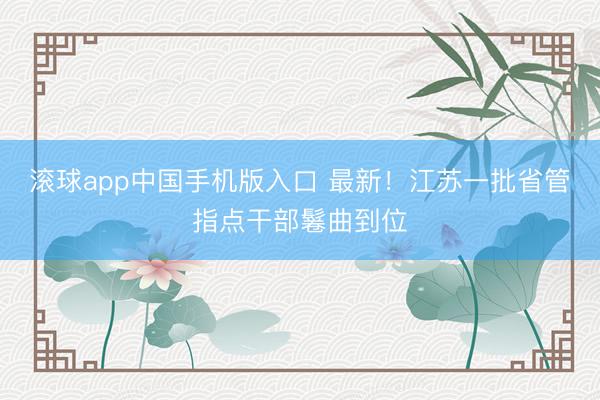 滚球app中国手机版入口 最新！江苏一批省管指点干部鬈曲到位
