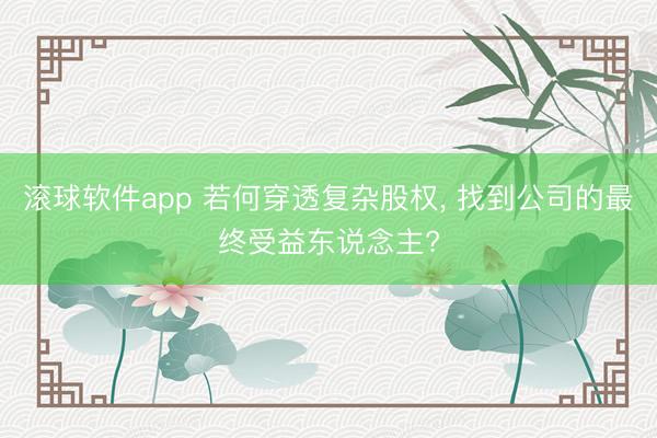 滚球软件app 若何穿透复杂股权， 找到公司的最终受益东说念主?
