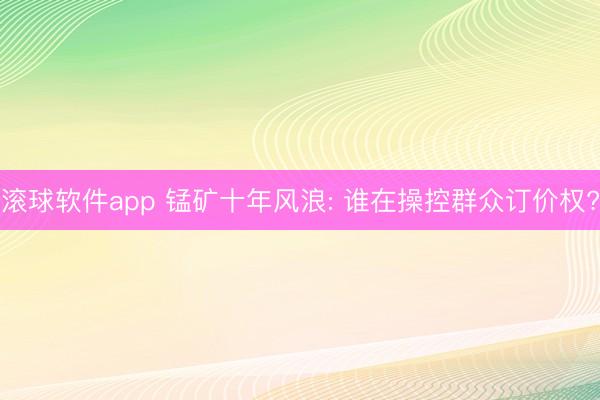 滚球软件app 锰矿十年风浪: 谁在操控群众订价权?
