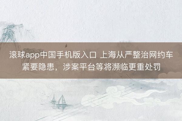 滚球app中国手机版入口 上海从严整治网约车紧要隐患，涉案平台等将濒临更重处罚