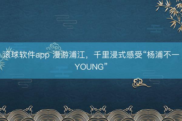 滚球软件app 漫游浦江，千里浸式感受“杨浦不一YOUNG”