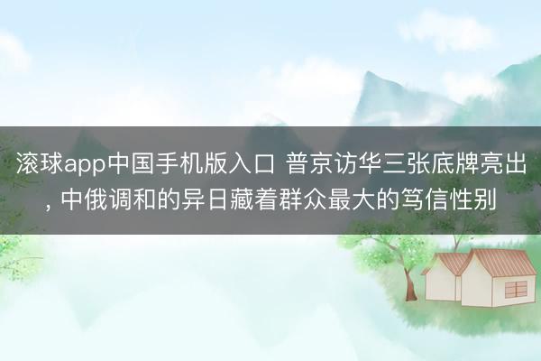 滚球app中国手机版入口 普京访华三张底牌亮出， 中俄调和的异日藏着群众最大的笃信性别