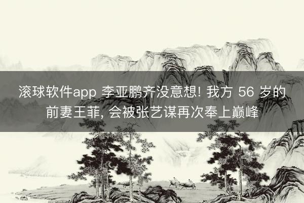 滚球软件app 李亚鹏齐没意想! 我方 56 岁的前妻王菲， 会被张艺谋再次奉上巅峰