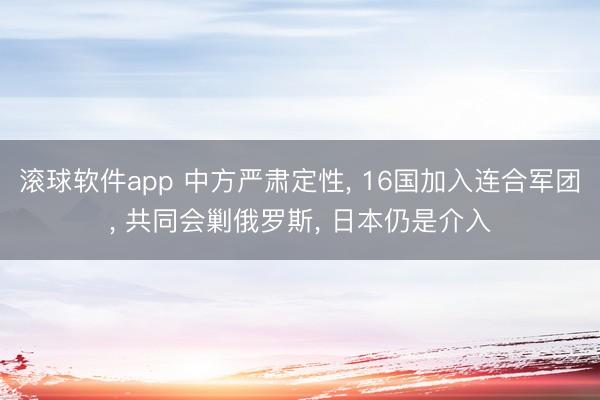 滚球软件app 中方严肃定性， 16国加入连合军团， 共同会剿俄罗斯， 日本仍是介入