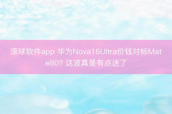 滚球软件app 华为Nova16Ultra价钱对标Mate8