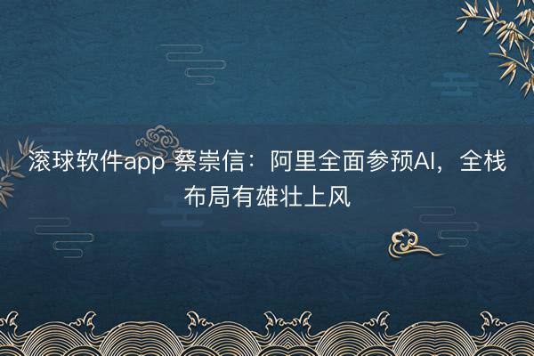 滚球软件app 蔡崇信：阿里全面参预AI，全栈布局有雄壮上风